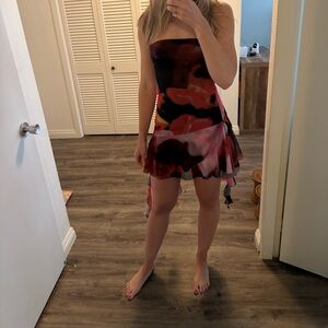 Zara multicolored tulle mini dress